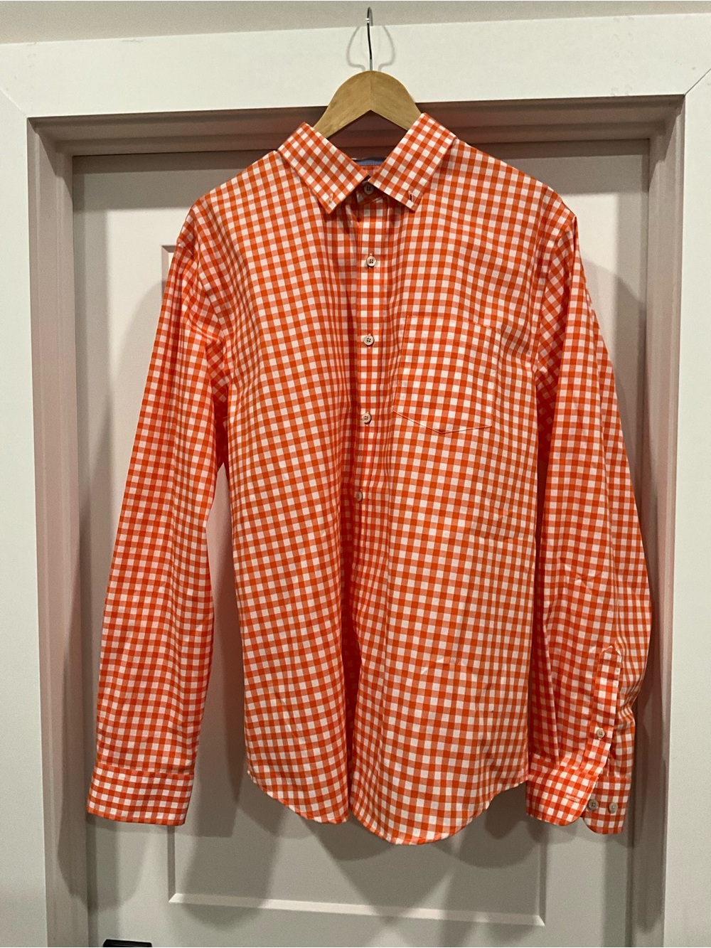 Crown & Ivy Orange and White Gingham Button-Down Shirt